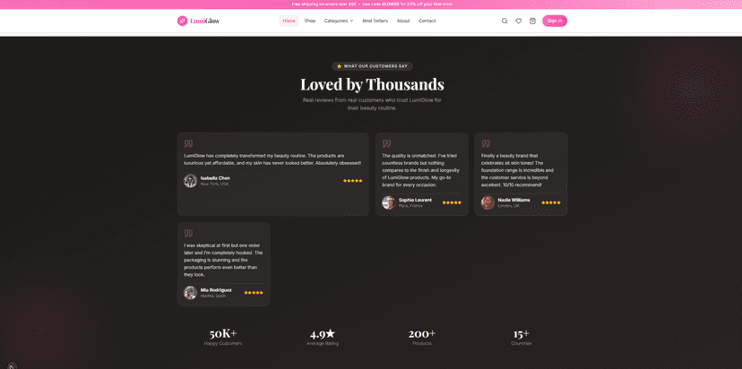 LumiGlow Beauty – Premium Cosmetics & Skincare